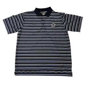Dallas Cowboys Authentic Mens XL Striped Polo Shirt Navy Blue Silver Star Logo